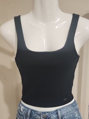 Hollister Black Ribbed Square-Neck Tank